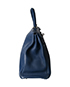 Kelly 35 Veau Taurillon Clemence in Bleu, side view